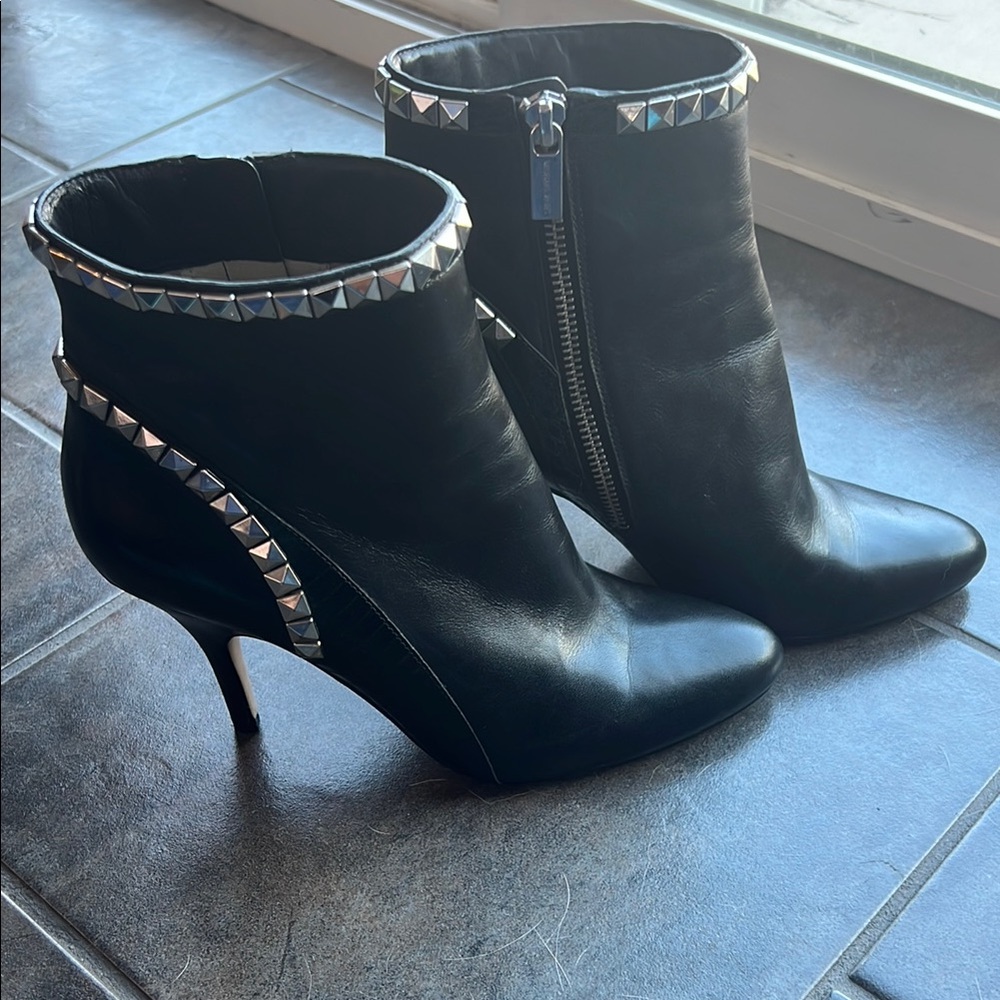 MICHAEL Michael Kors Studded Black Ankle Boots 3 1/2” heels